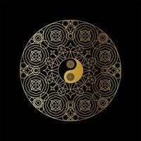 meditatiesjabloon met yin yang-teken in mandala vector