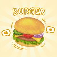 hamburger snel voedsel hand getekend illustraties sticker pak vector