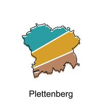 kaart van Plettenberg stad. vector kaart van de Duitse land. vector illustratie ontwerp sjabloon