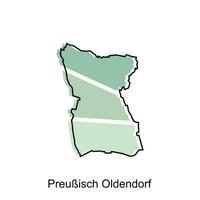 kaart van preubisch oudendorf stad. vector kaart van de Duitse land. vector illustratie ontwerp sjabloon