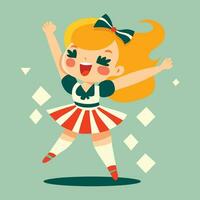 schattig gelukkig blond cheerleader meisje vector