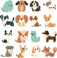 tekenfilm schattig honden en puppy's verzameling vector