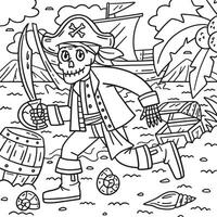 skelet piraat met een machete kleur bladzijde vector