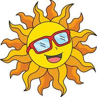 zon met een gelukkig zomer tekenfilm gekleurde clip art vector