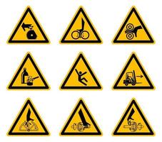 driehoekige waarschuwingsetiketten gevaarsymbolen op witte achtergrond vector