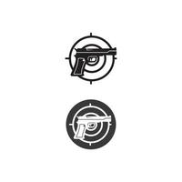 pistool logo en leger soldaat sniper shot vector ontwerp illustratie militair schot revolver