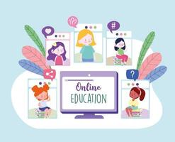online onderwijs meisjes vector