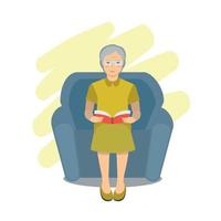vectorillustratie met een oudere vrouw die op een stoel zit vector