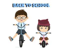 kinderen Gaan naar school- Aan fietsen vector