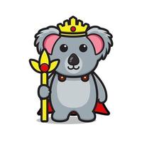 schattige koning koala mascotte karakter cartoon vector pictogram illustratie