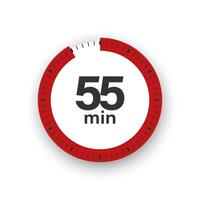 55 minuten tijdopnemer. stopwatch symbool in vlak stijl. bewerkbare geïsoleerd vector illustratie.