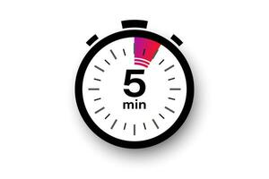 5 minuten tijdopnemer. stopwatch symbool in vlak stijl. bewerkbare geïsoleerd vector illustratie.