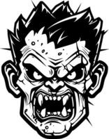 zombie, zwart en wit vector illustratie