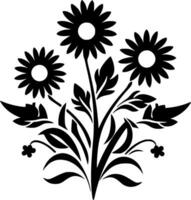 bloemen, minimalistische en gemakkelijk silhouet - vector illustratie