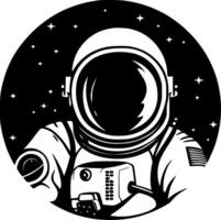 astronaut - zwart en wit geïsoleerd icoon - vector illustratie