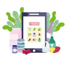 smartphone online boodschappen vector