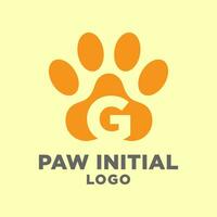 brief g hond poten eerste vector logo ontwerp