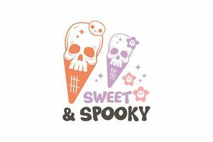 zoet en spookachtig retro halloween typografie t overhemd ontwerp vector