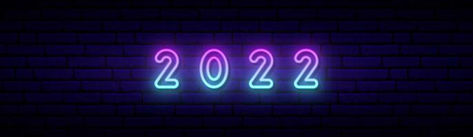 gelukkig nieuw jaar 2022 in neon stijl. vector