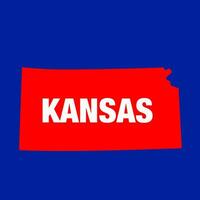 Kansas staat kaart typografie Aan blauw achtergrond. vector