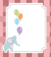 baby shower schattige olifant en ballonnen uitnodigingskaart vector