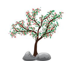 vector illustratie van een boom met bladeren Aan een wit achtergrond