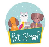 dierenwinkel hond hamster kat papegaai dieren vector