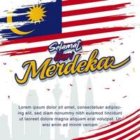 Maleisië onafhankelijkheid dag groet achtergrond vector
