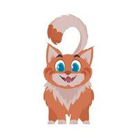 innemend vrolijk rossig kat. grijnzend kat. tekenfilm stijl, vector illustratie