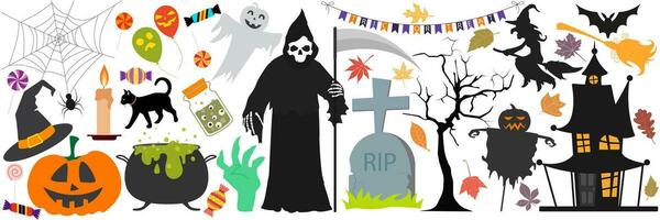 halloween vector pictogrammen en illustratie set. eps10.