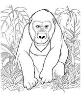 gorilla kleur bladzijde voor volwassenen vector