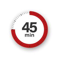 45 minuten tijdopnemer. stopwatch symbool in vlak stijl. bewerkbare geïsoleerd vector illustratie.