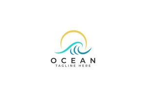 Golf oceaan strand logo abstract illustratie natuur pret surfing zomer vakantie teken symbool branding. vector
