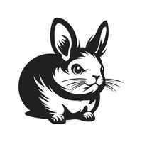 chinchilla mascotte, wijnoogst logo lijn kunst concept zwart en wit kleur, hand- getrokken illustratie vector