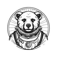 astronaut beer, wijnoogst logo lijn kunst concept zwart en wit kleur, hand- getrokken illustratie vector