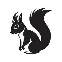 gemakkelijk eekhoorn, wijnoogst logo lijn kunst concept zwart en wit kleur, hand- getrokken illustratie vector