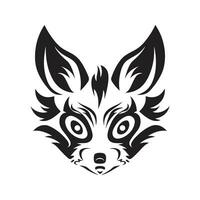 Japans kitsune masker, wijnoogst logo lijn kunst concept zwart en wit kleur, hand- getrokken illustratie vector