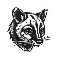 civet, wijnoogst logo lijn kunst concept zwart en wit kleur, hand- getrokken illustratie vector