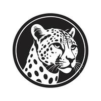Jachtluipaard, wijnoogst logo lijn kunst concept zwart en wit kleur, hand- getrokken illustratie vector
