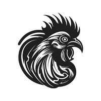 haan mascotte, wijnoogst logo lijn kunst concept zwart en wit kleur, hand- getrokken illustratie vector