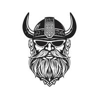 viking vervelend zonnebril, wijnoogst logo lijn kunst concept zwart en wit kleur, hand- getrokken illustratie vector