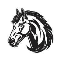 Colt mascotte, wijnoogst logo lijn kunst concept zwart en wit kleur, hand- getrokken illustratie vector
