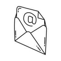 e-mail icoon. doodle hand getrokken of schets pictogramstijl vector