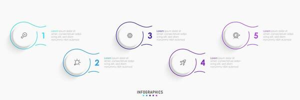 vector infographic labelontwerpsjabloon met pictogrammen en 5 opties of stappen. kan worden gebruikt voor procesdiagram, presentaties, workflowlay-out, banner, stroomschema, infografiek.