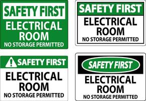 veiligheid eerste teken elektrisch kamer, Nee opslagruimte toegestaan vector