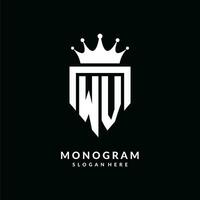 brief wv logo monogram embleem stijl met kroon vorm ontwerp sjabloon vector