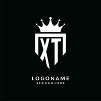 brief xt logo monogram embleem stijl met kroon vorm ontwerp sjabloon vector