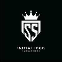 brief ss logo monogram embleem stijl met kroon vorm ontwerp sjabloon vector