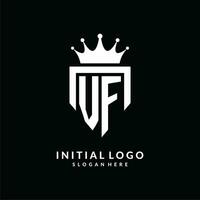 brief vf logo monogram embleem stijl met kroon vorm ontwerp sjabloon vector