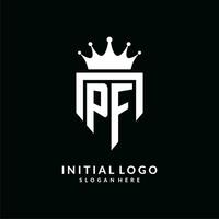 brief pf logo monogram embleem stijl met kroon vorm ontwerp sjabloon vector